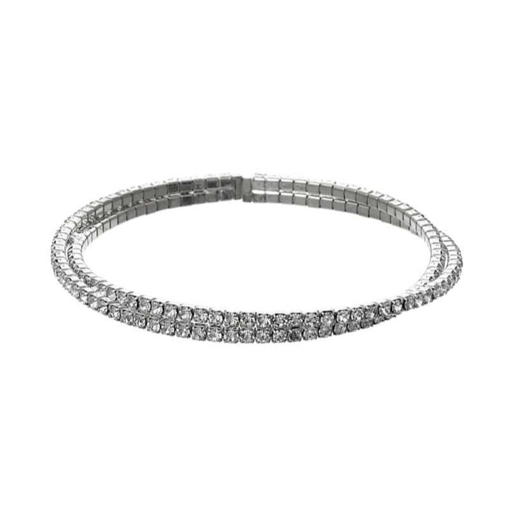 Paved Lined Rhinestone Cuff Bracelet